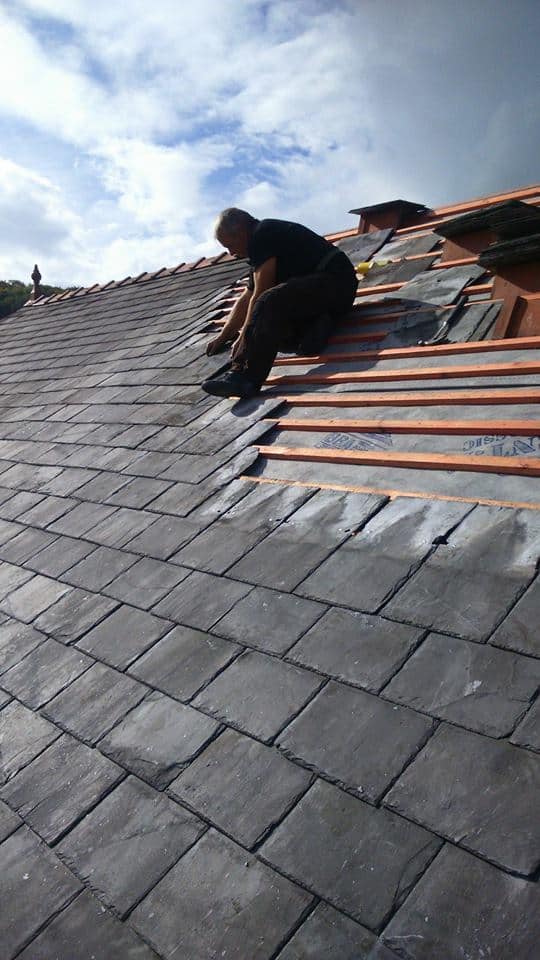 second view of slate roof work at Holywell High Street Flintshire