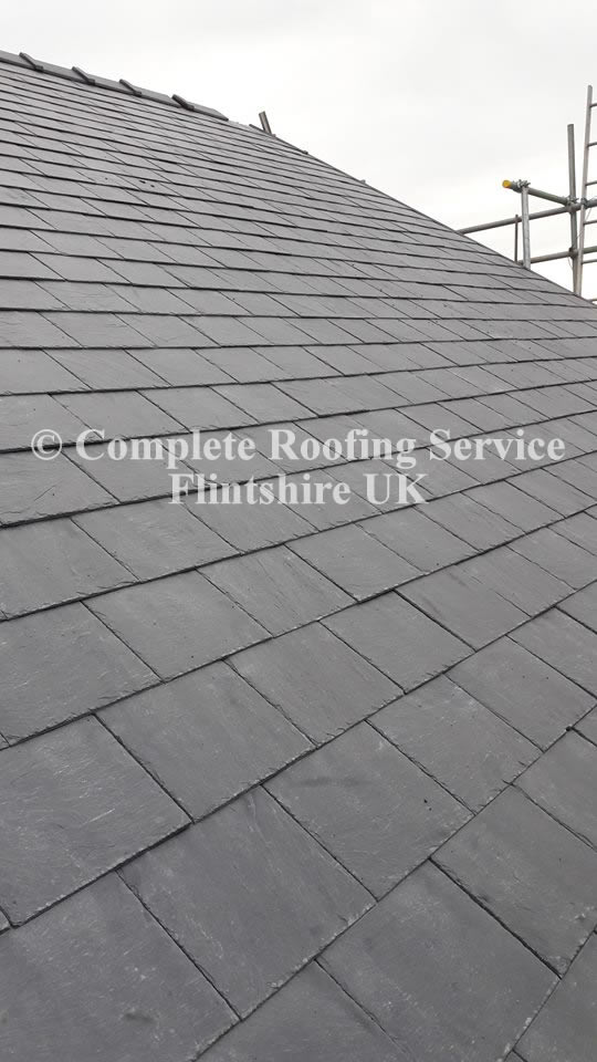 close up of slate roof work